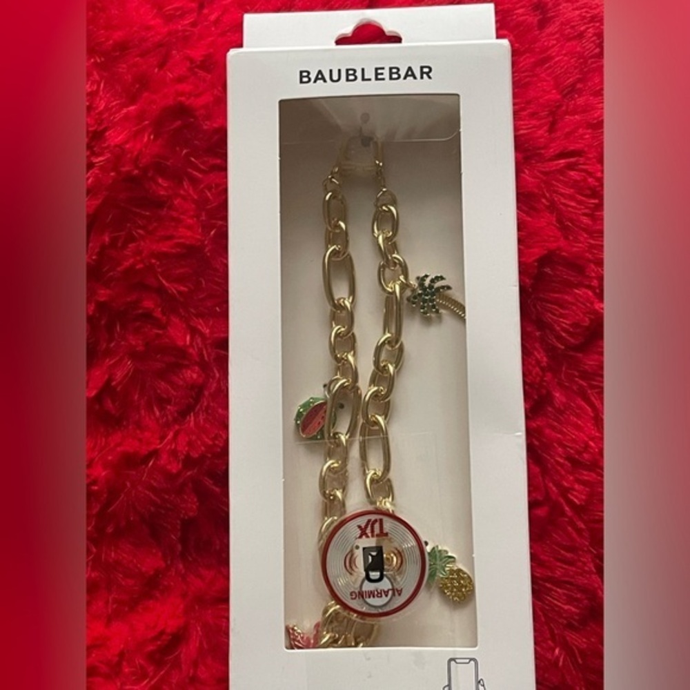 BaubleBar Gold Phone Charm Wristlet with Fun Accents